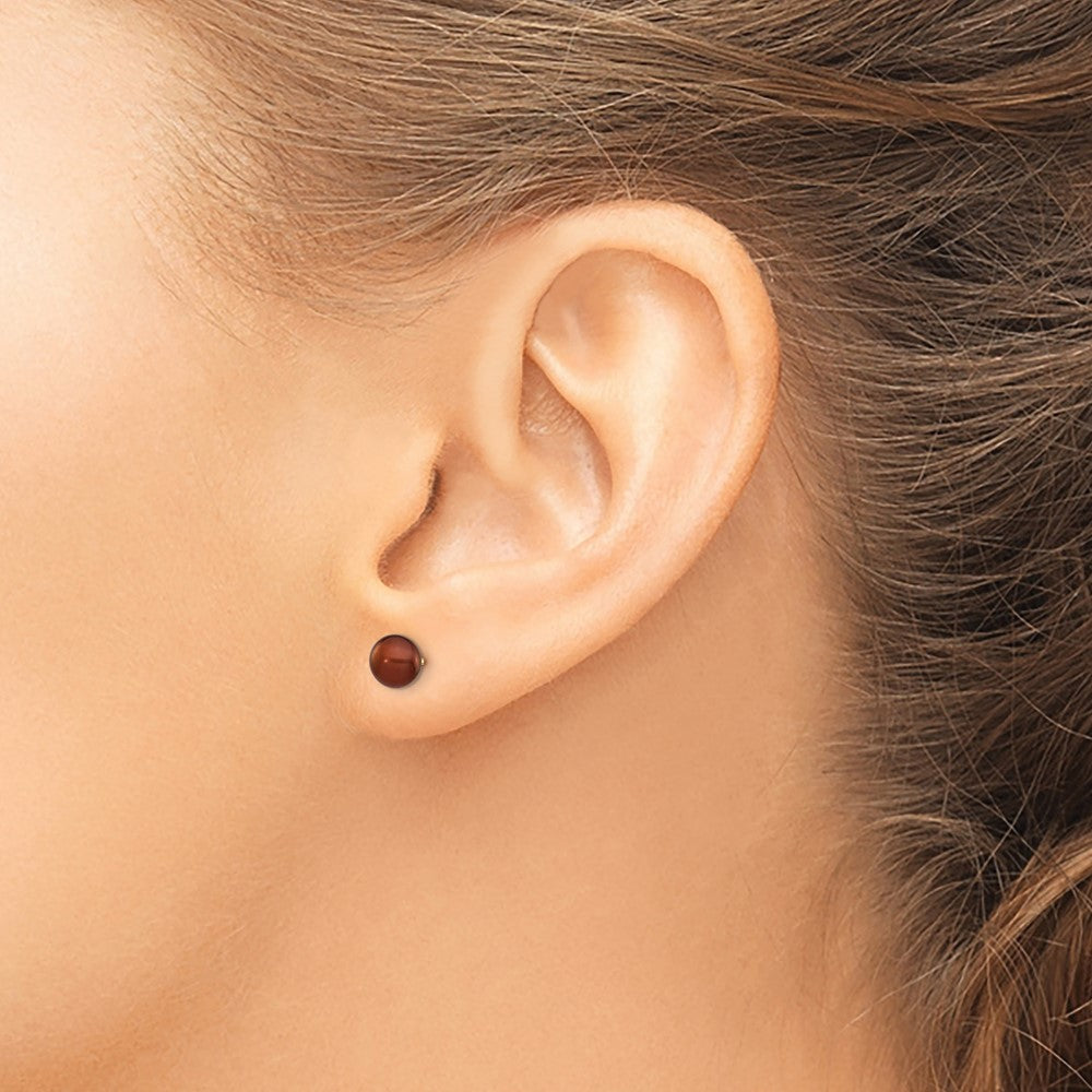 14k 5-6mm Brown Button Freshwater Cultured Pearl Stud Post Earrings