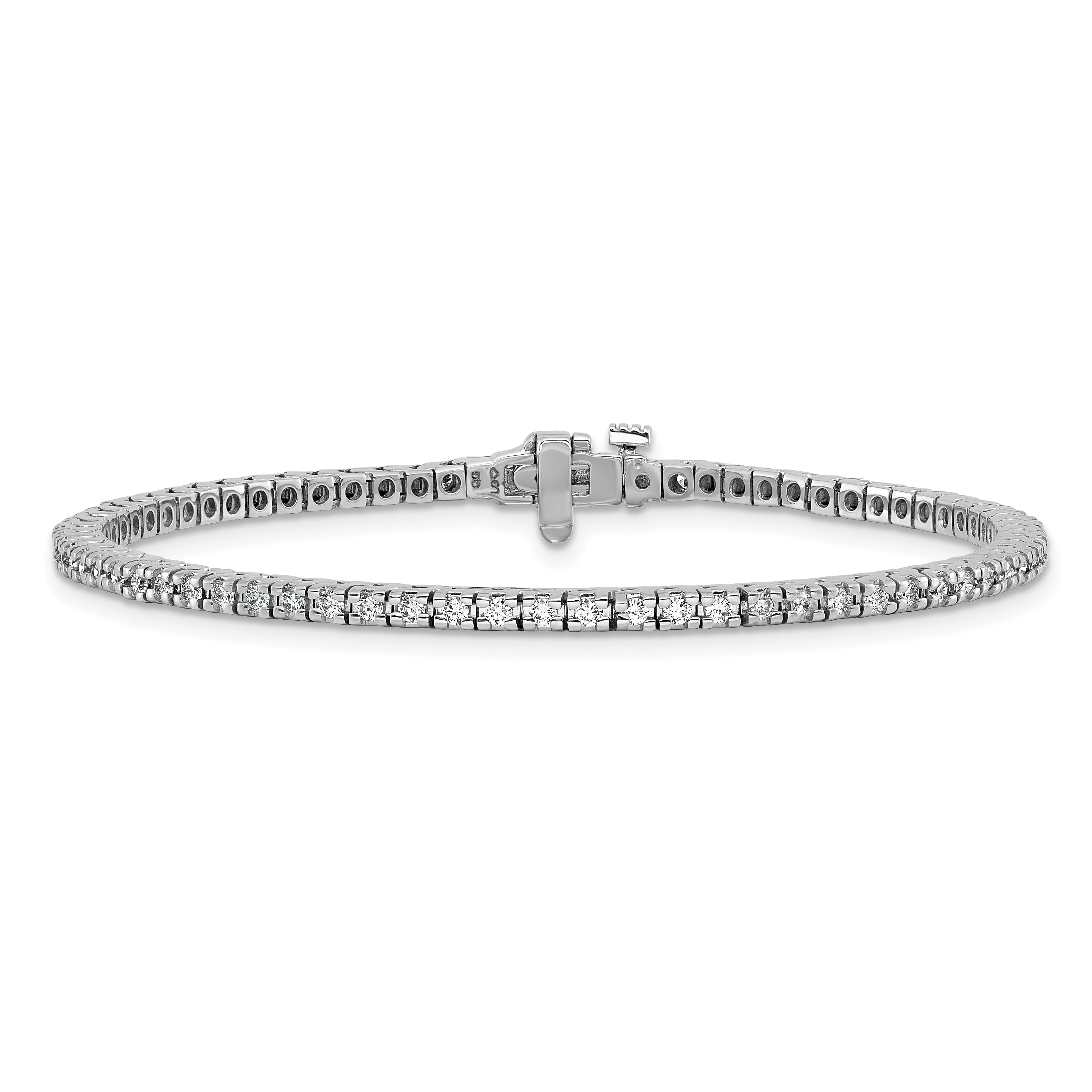 14k White Gold 1 1/4 carat Lab Grown Diamond VS/SI+ G+ Round Tennis Bracelet