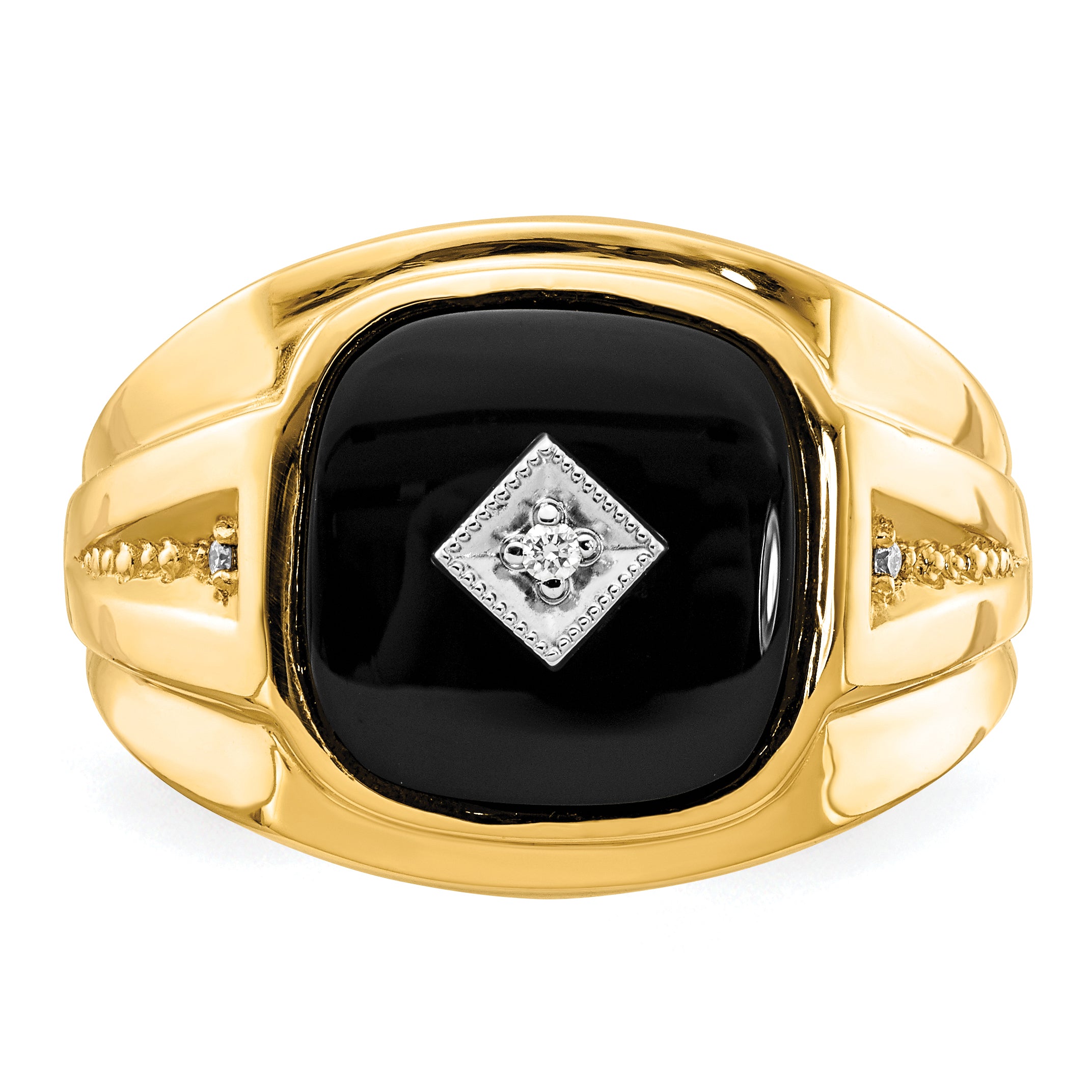 14k AA Diamond & Onyx Men's Ring