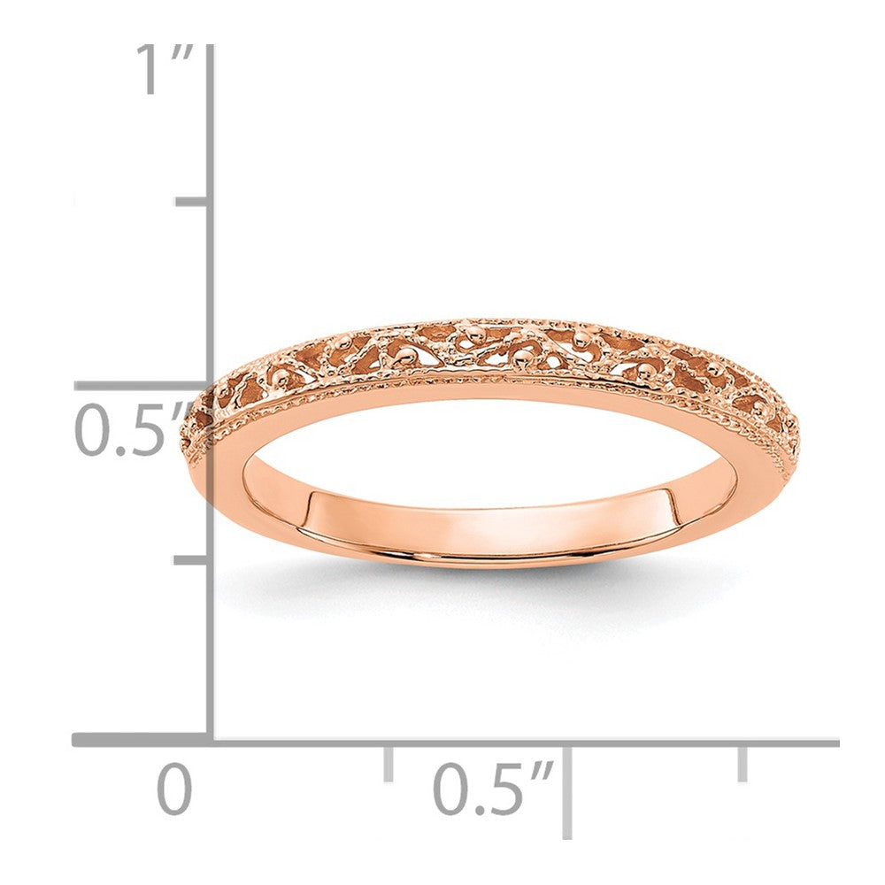 14k Rose Gold 3mm Filigree Wedding Band