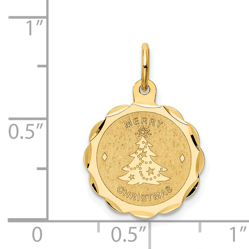 14k Merry Christmas Disc Charm