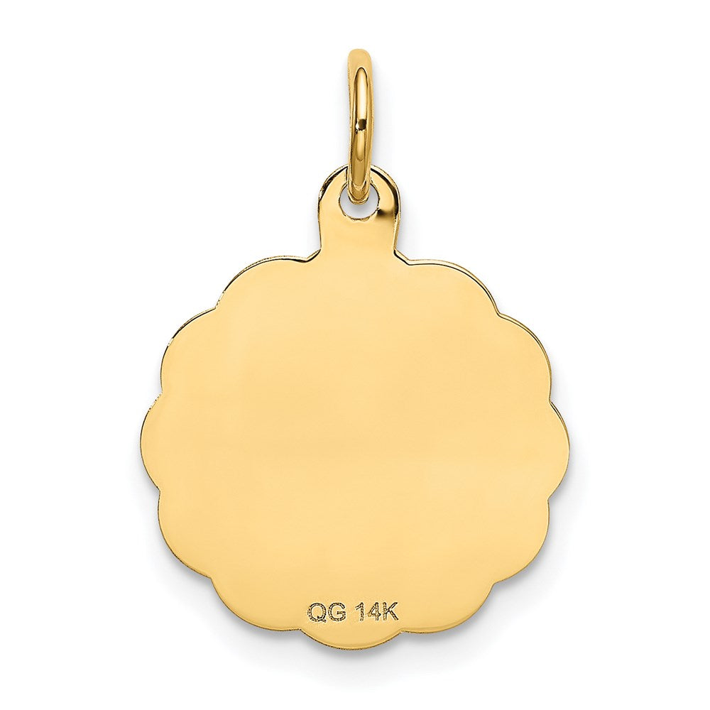 14k Polished IT'S A BOY Scalloped Disc Charm