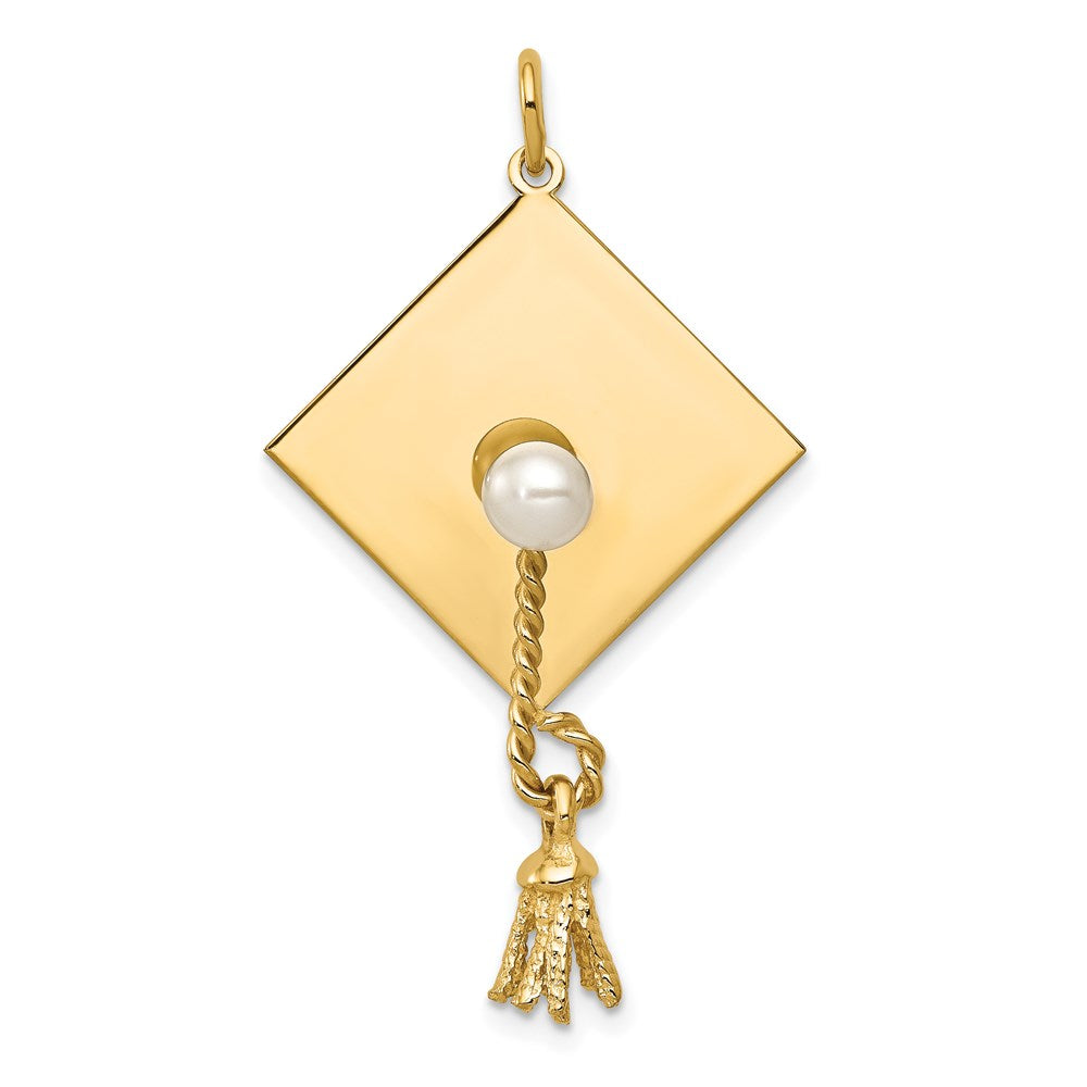 14k Graduation Cap with FW Cultured Pearl Charm