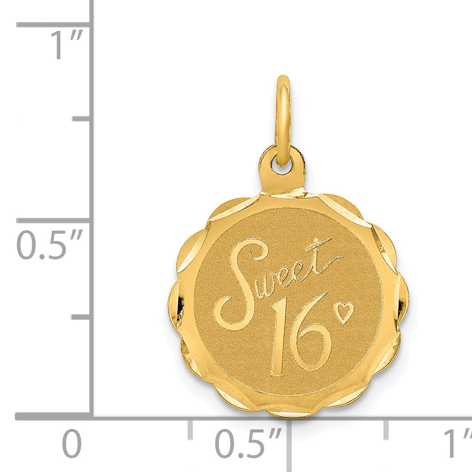 14k SWEET 16 Disc Charm