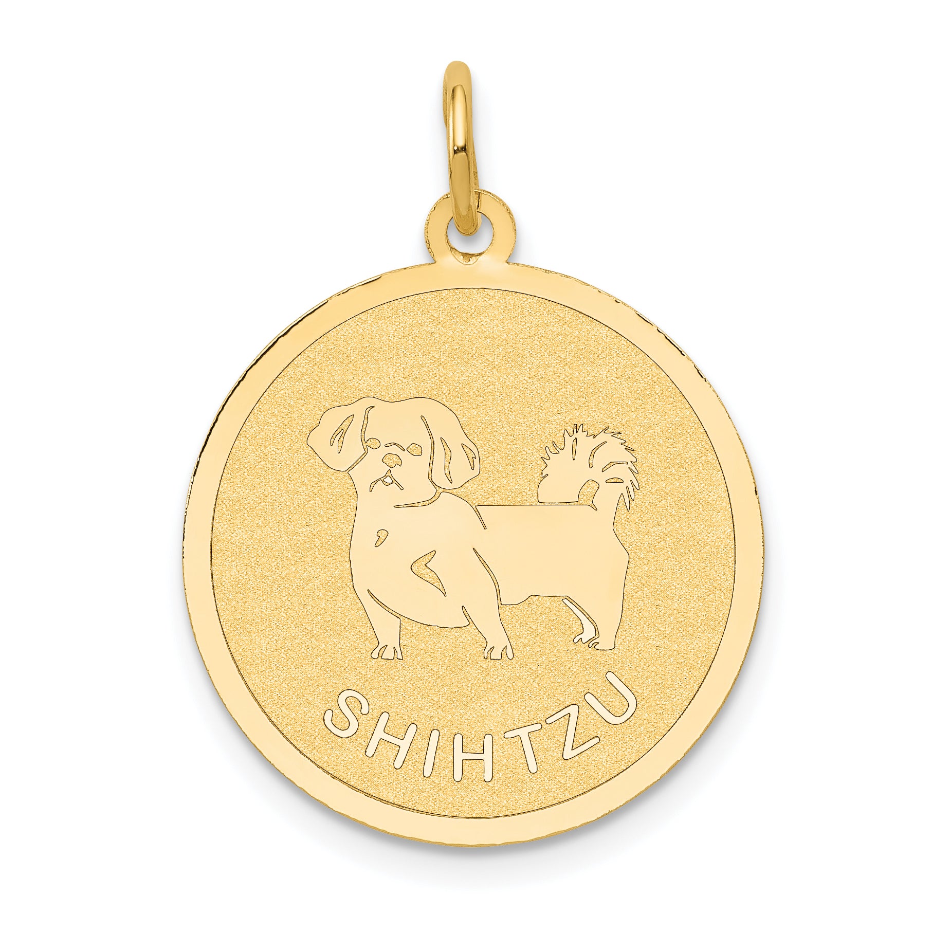14k Shih Tzu Disc Charm