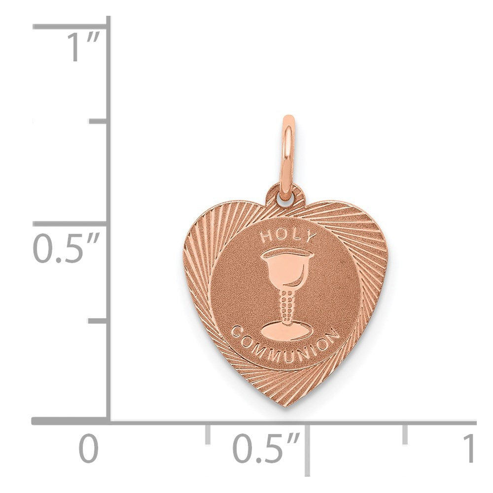 14k Rose Gold Holy Communion Heart Charm