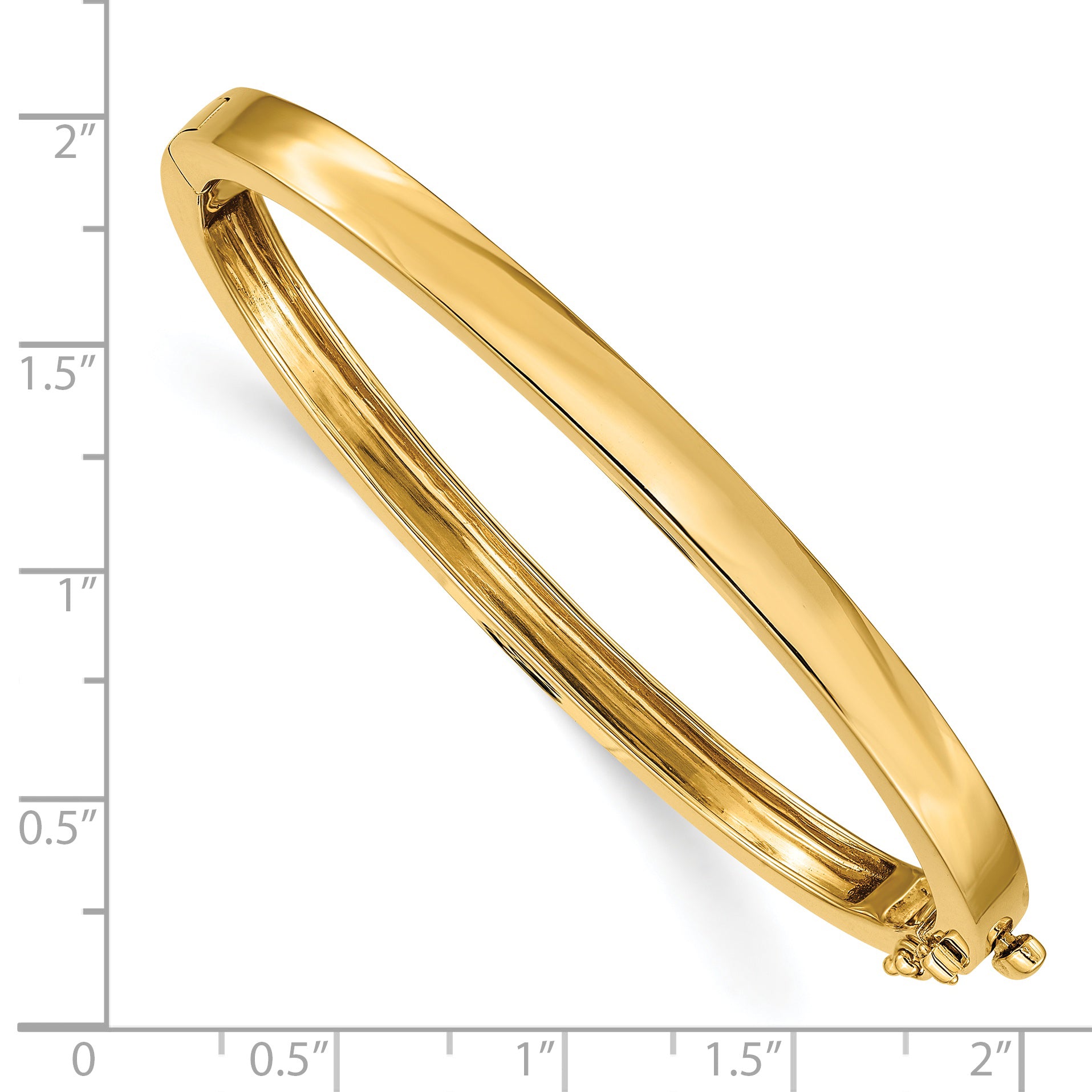 14k 5.3mm Polished Solid Hinged Oval Bangle Bracelet