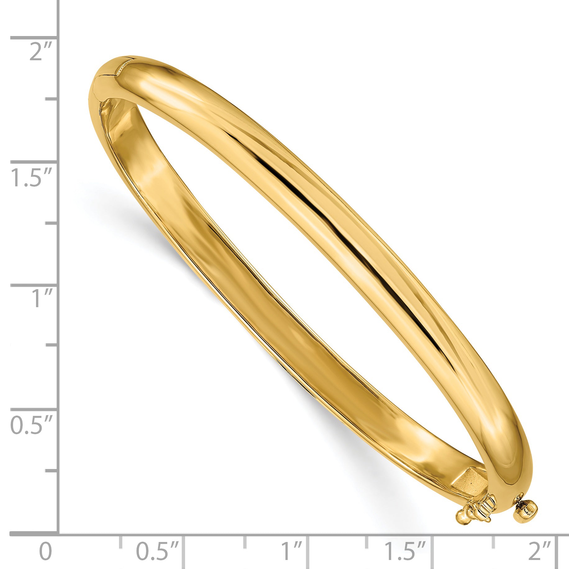 14k 5.6mm Polished Solid Hinged Oval Bangle Bracelet