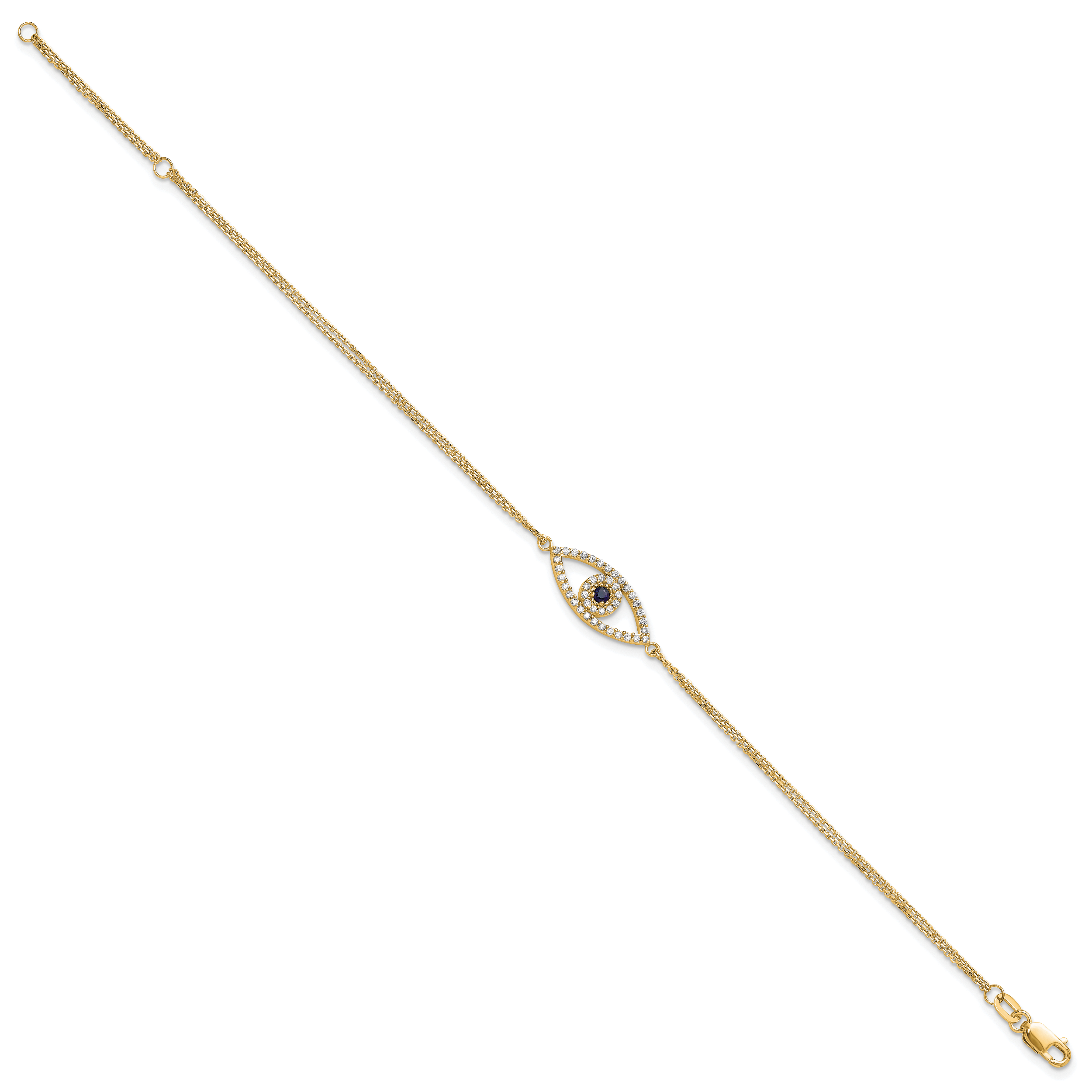 14K Aa Diamond/Sapphire Evil Eye W/ 1In Ext.Bracelet