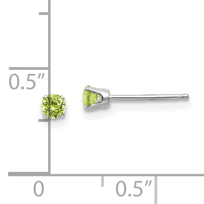 14k White Gold 3mm Peridot Stud Earrings