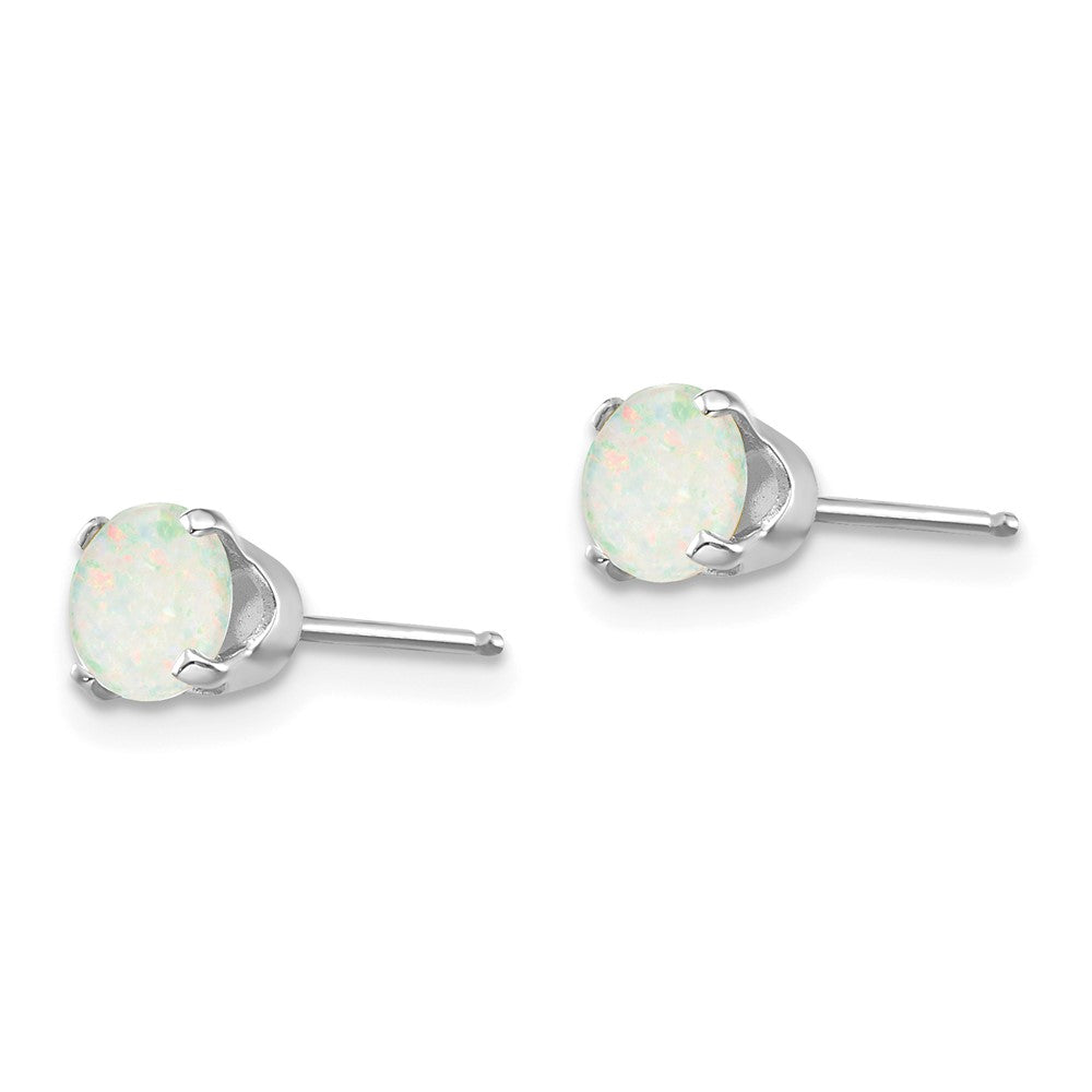 14k White Gold 5mm Opal Stud Earrings