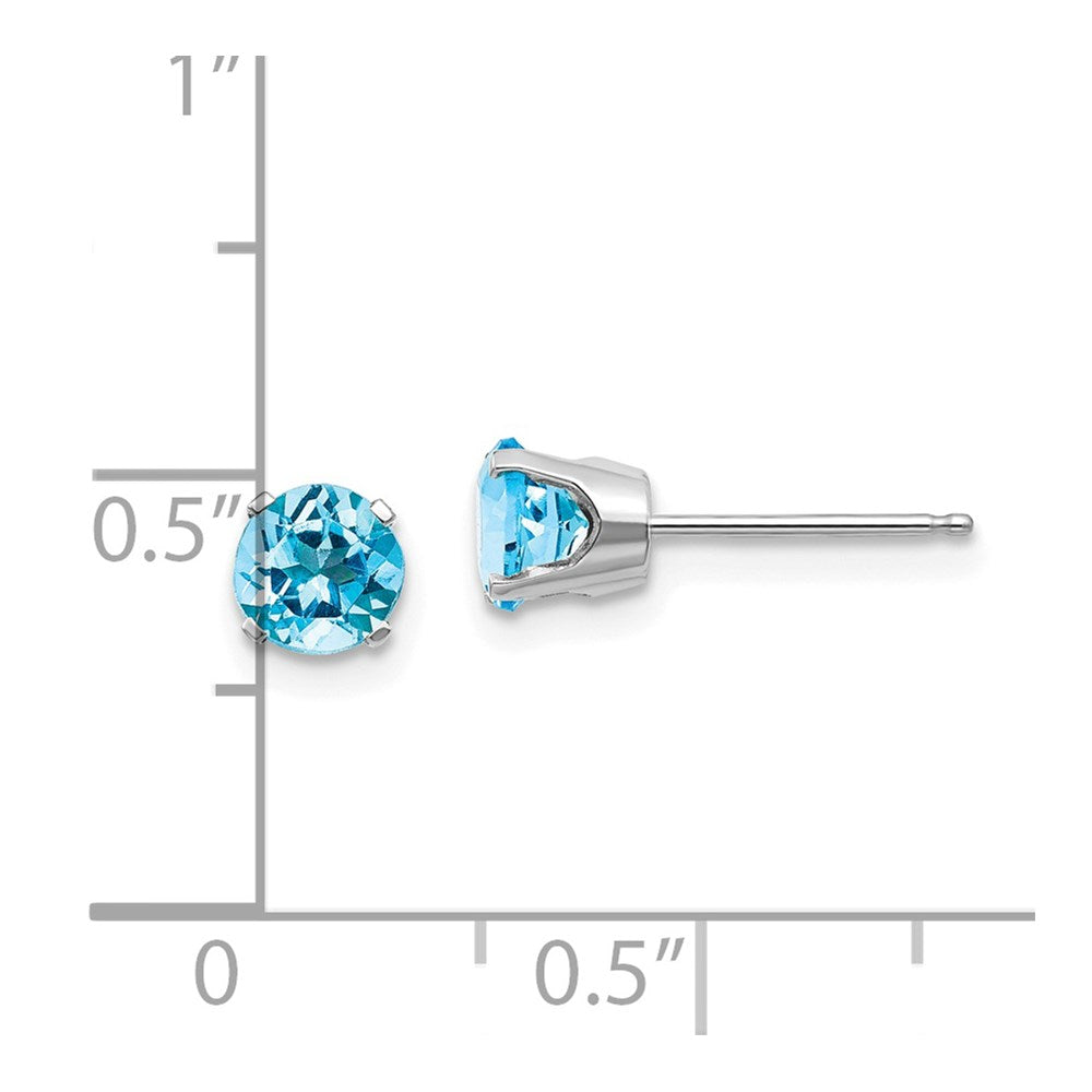 14k White Gold 5mm Blue Topaz Stud Earrings