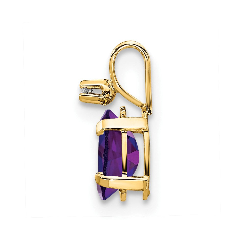 14k Diamond & Amethyst Birthstone Pendant