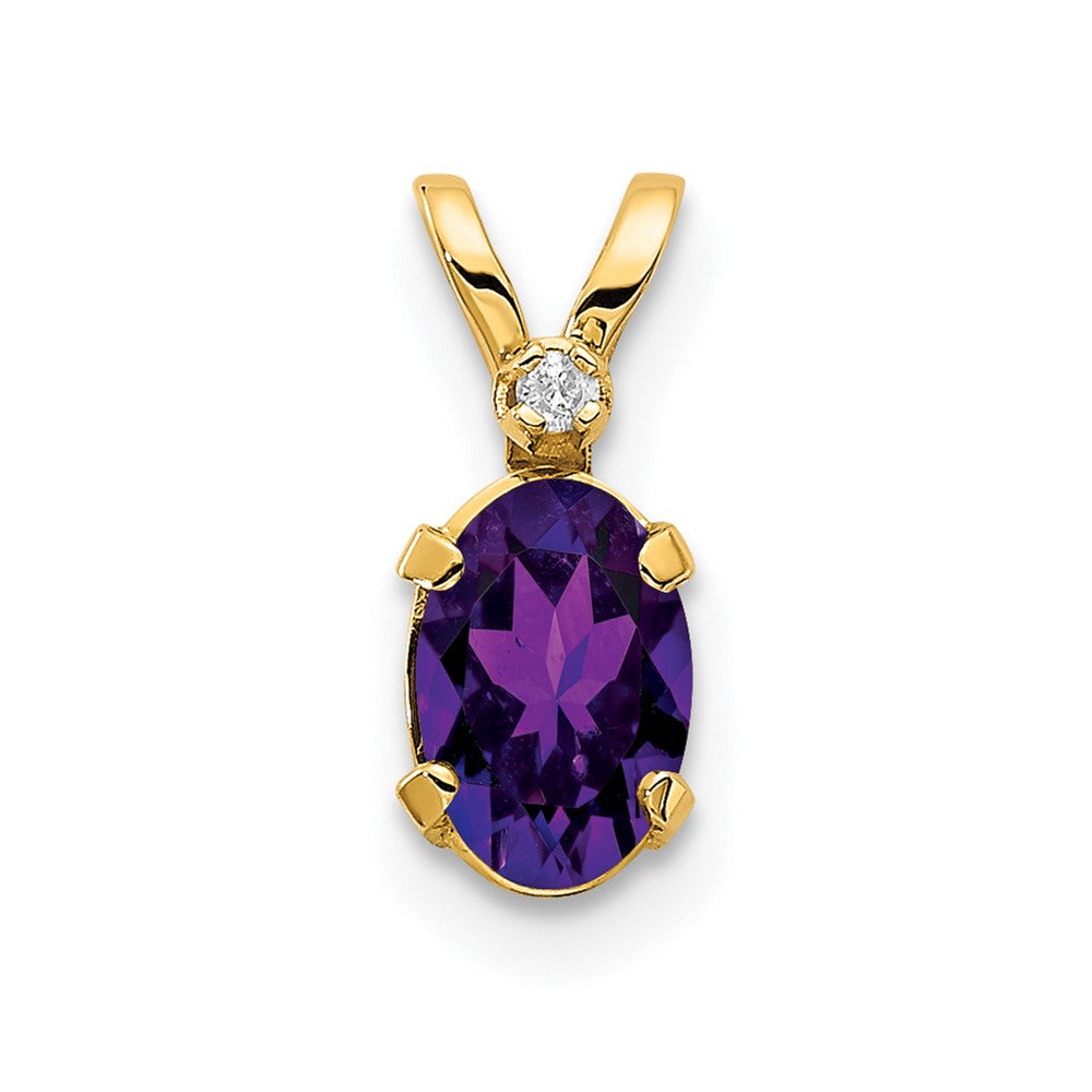 14k Diamond & Amethyst Birthstone Pendant