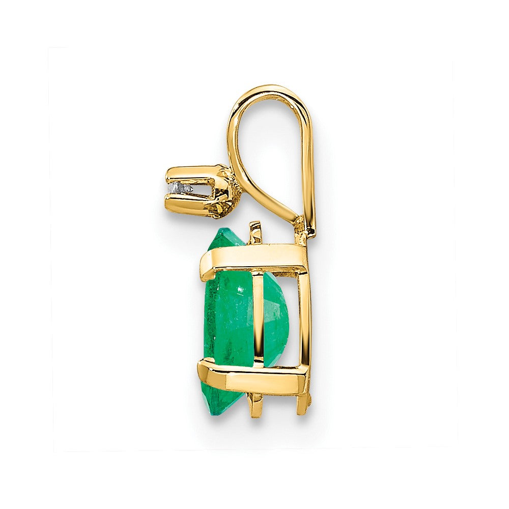 14k Diamond & Emerald Birthstone Pendant