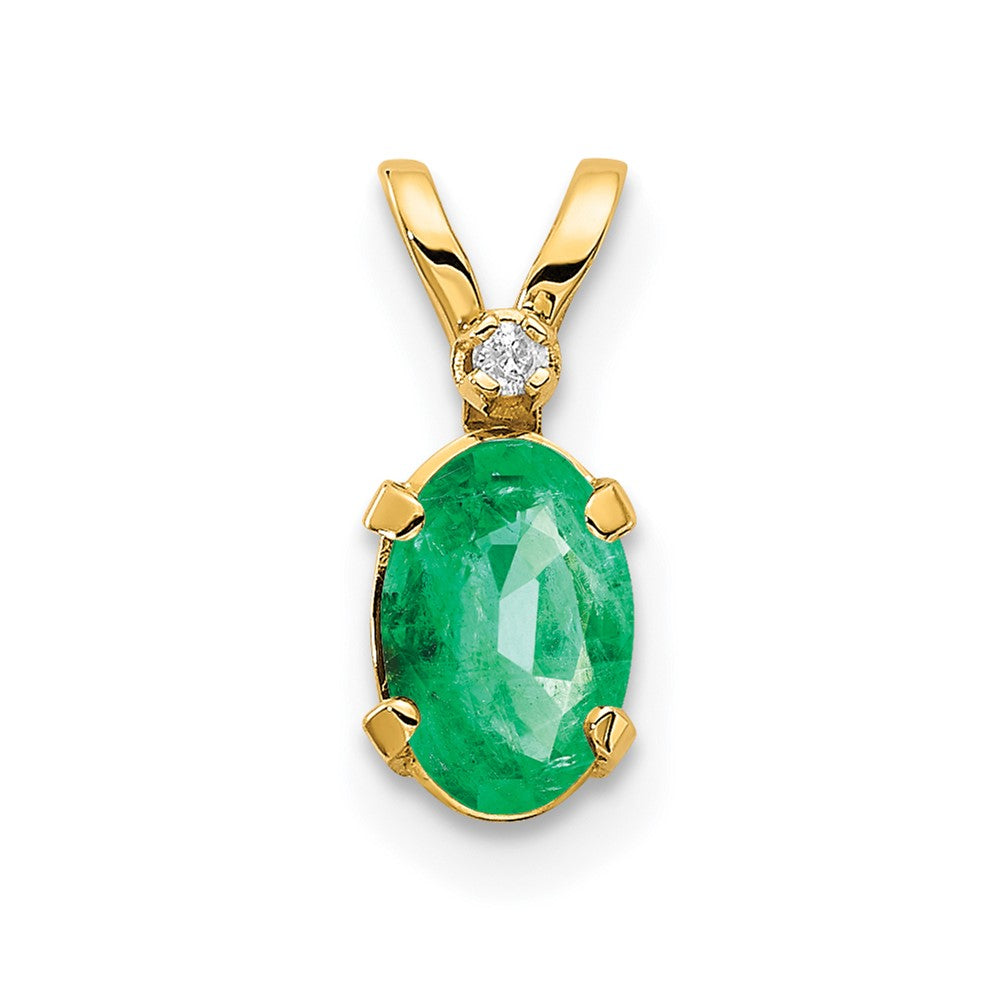 14k Diamond & Emerald Birthstone Pendant