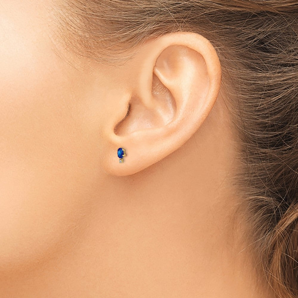 14k Diamond & Sapphire Birthstone Earrings