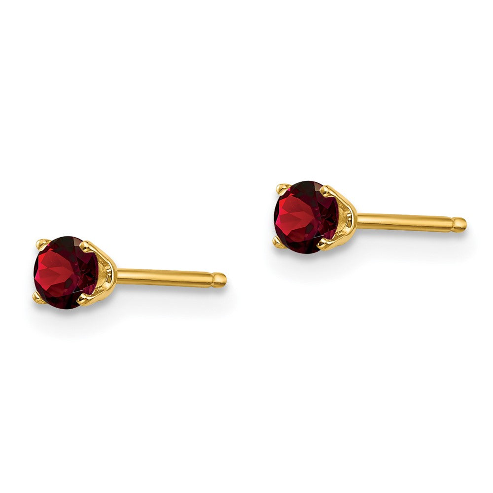 14k 3mm January/Garnet Post Earrings