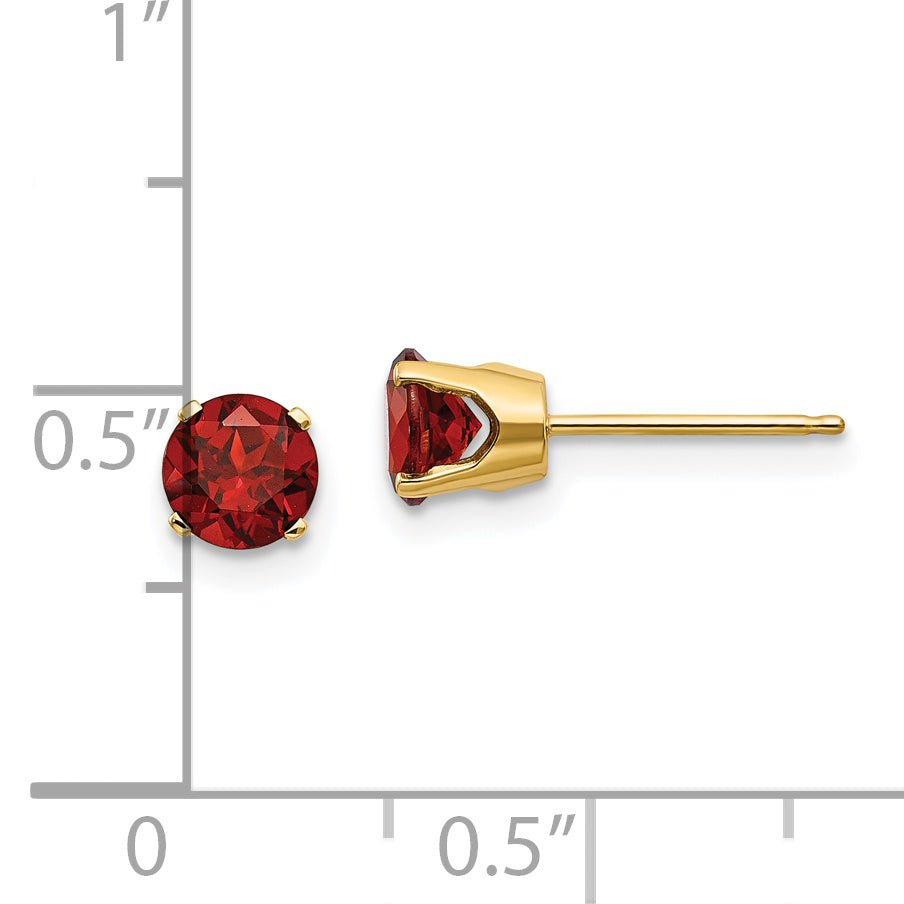 14k 5mm Garnet Earrings - January