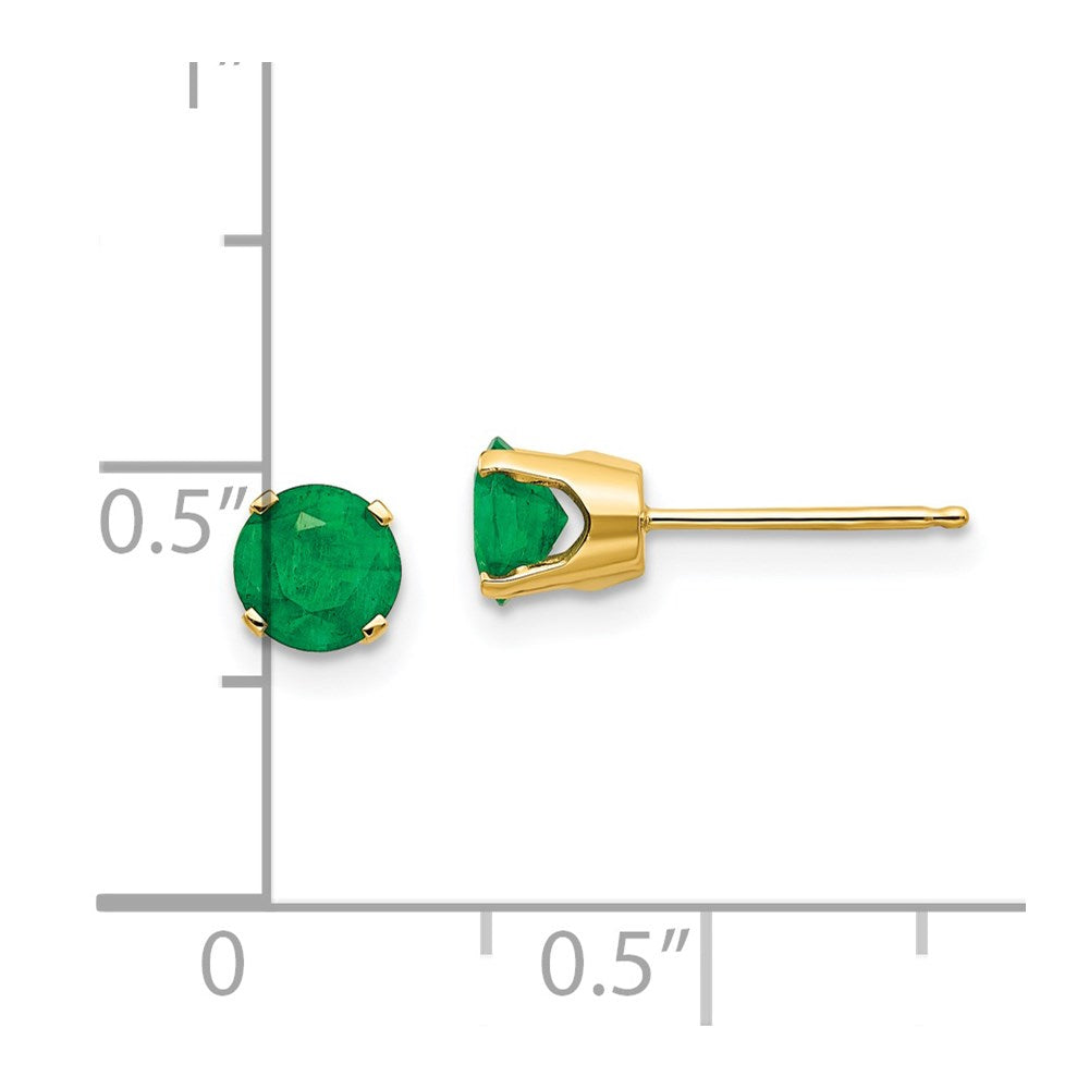 14k 5mm Natural Emerald Earrings - May