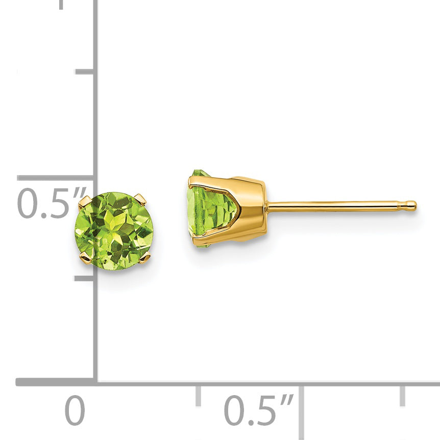 14k 5mm Peridot Earrings - August