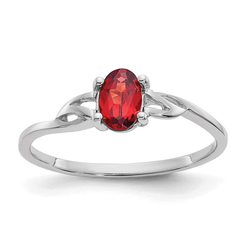 14k White Gold Garnet Birthstone Ring