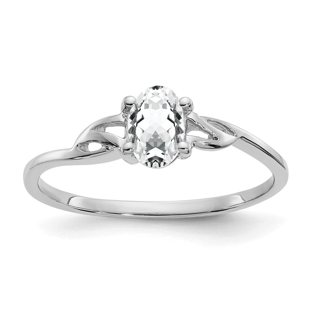 14k White Gold White Topaz Birthstone Ring