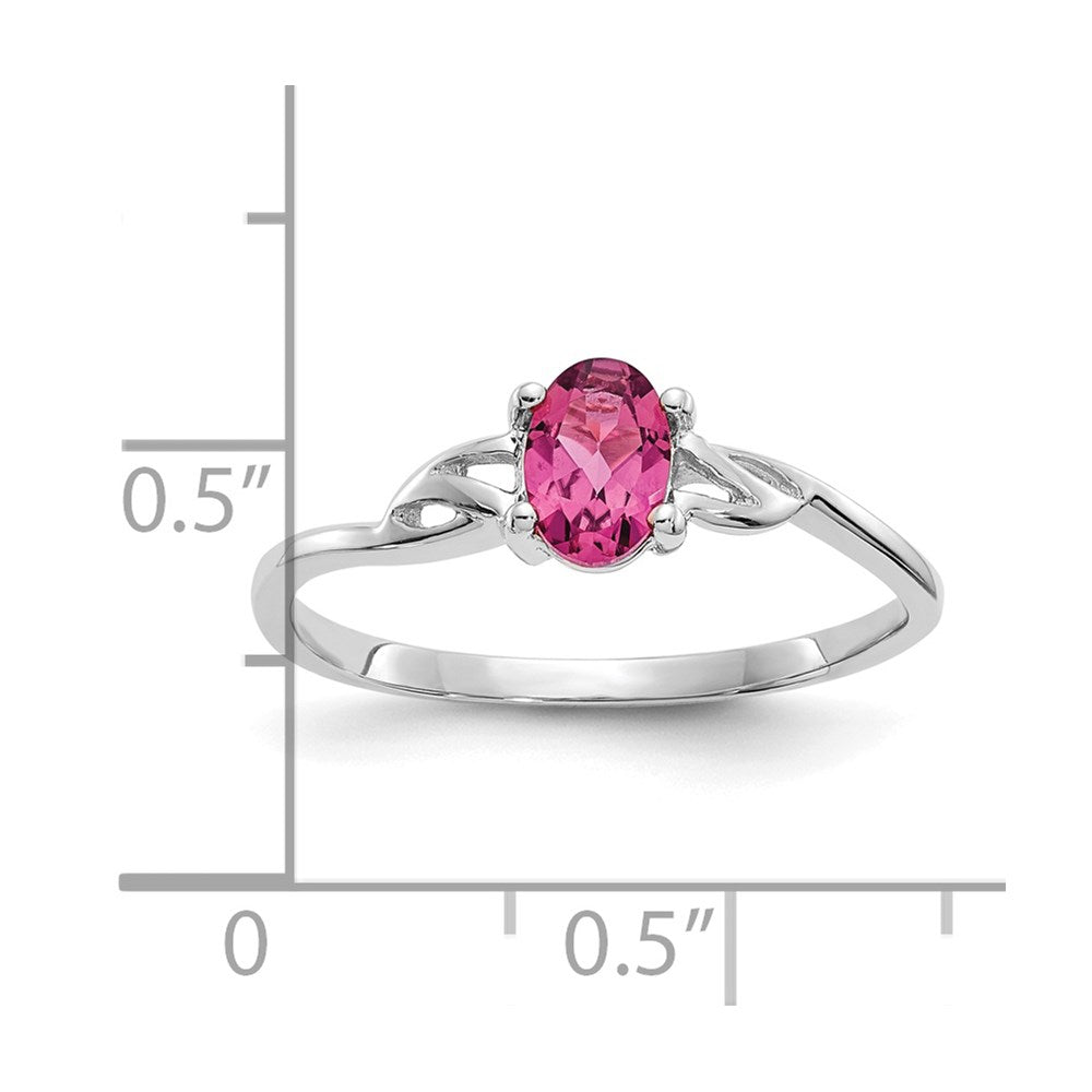 14k White Gold Pink Tourmaline Birthstone Ring