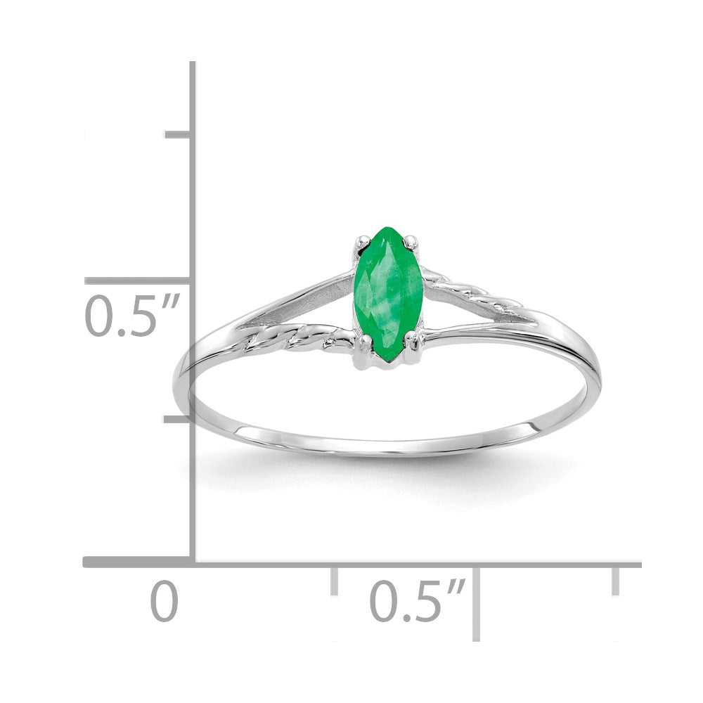 14k White Gold Emerald Birthstone Ring