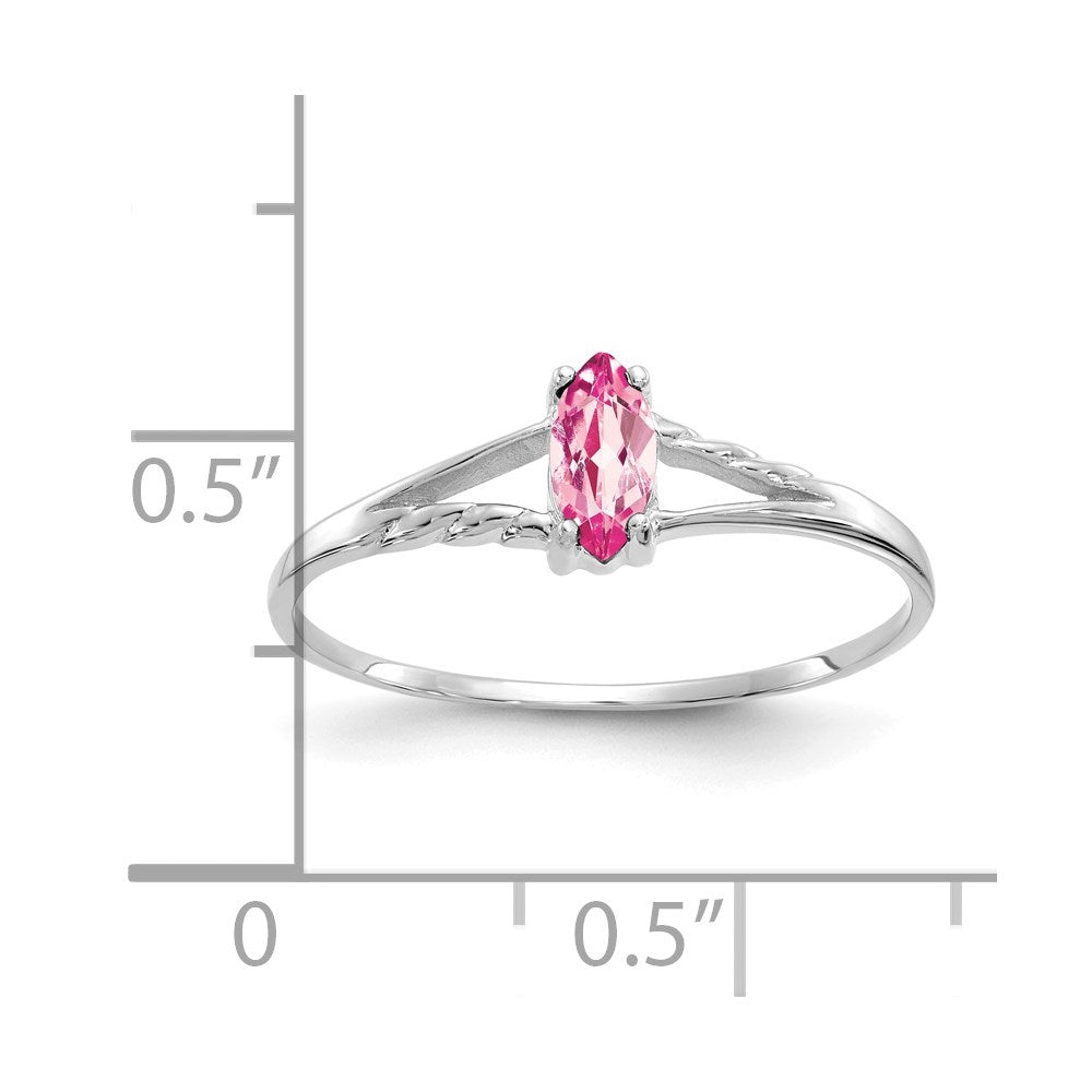 14k White Gold Pink Tourmaline Birthstone Ring