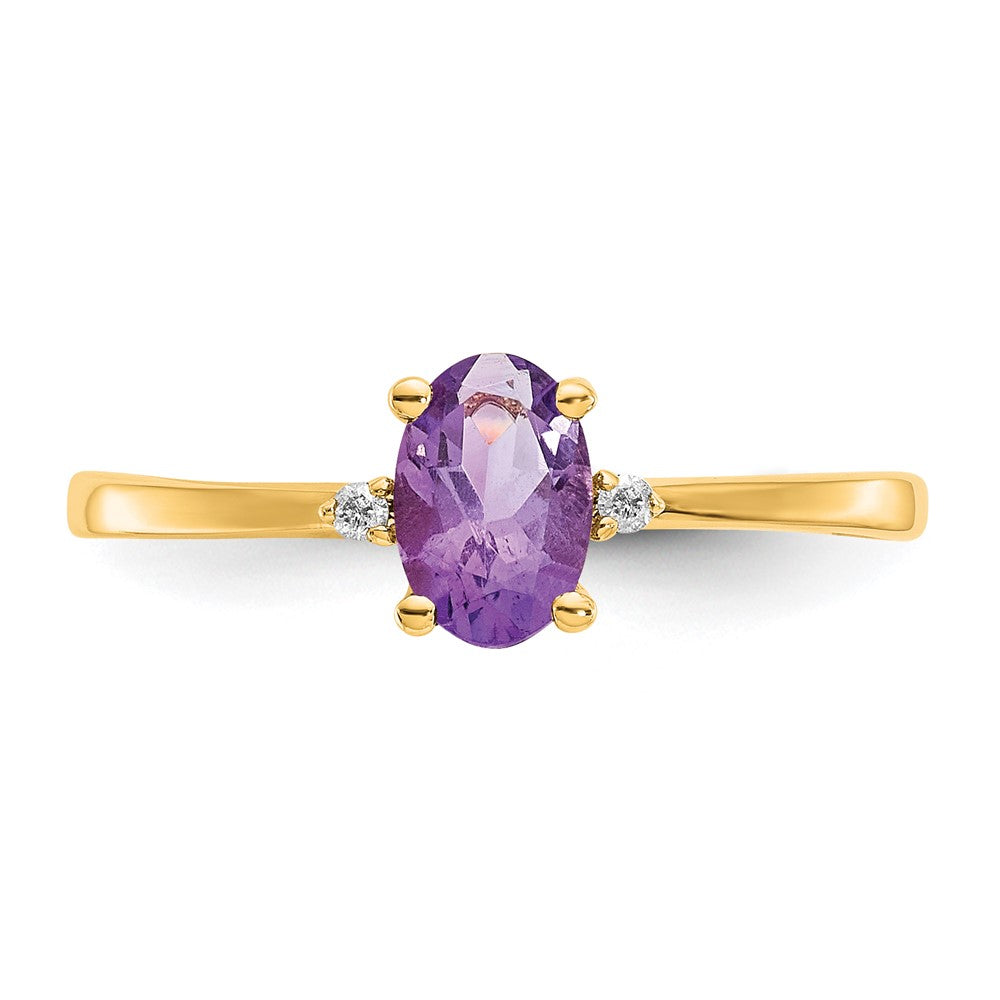 14k Diamond & Amethyst Birthstone Ring