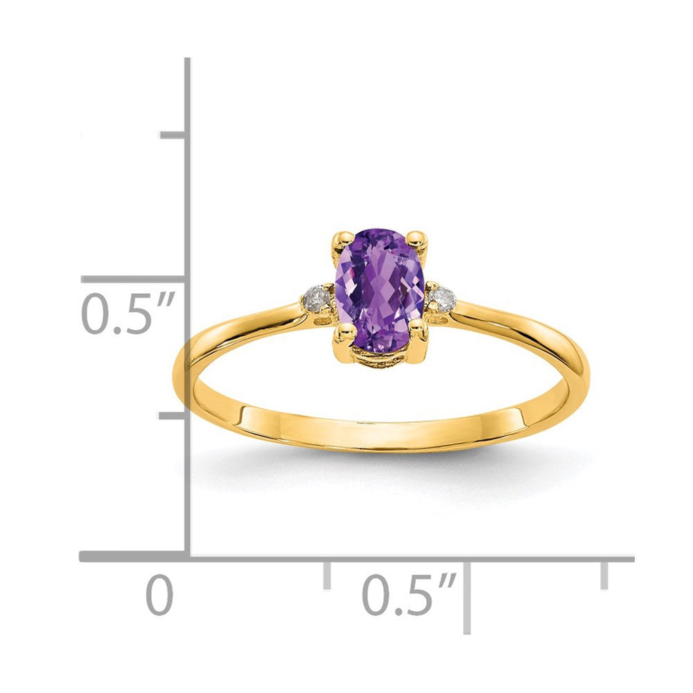 14k Diamond & Amethyst Birthstone Ring