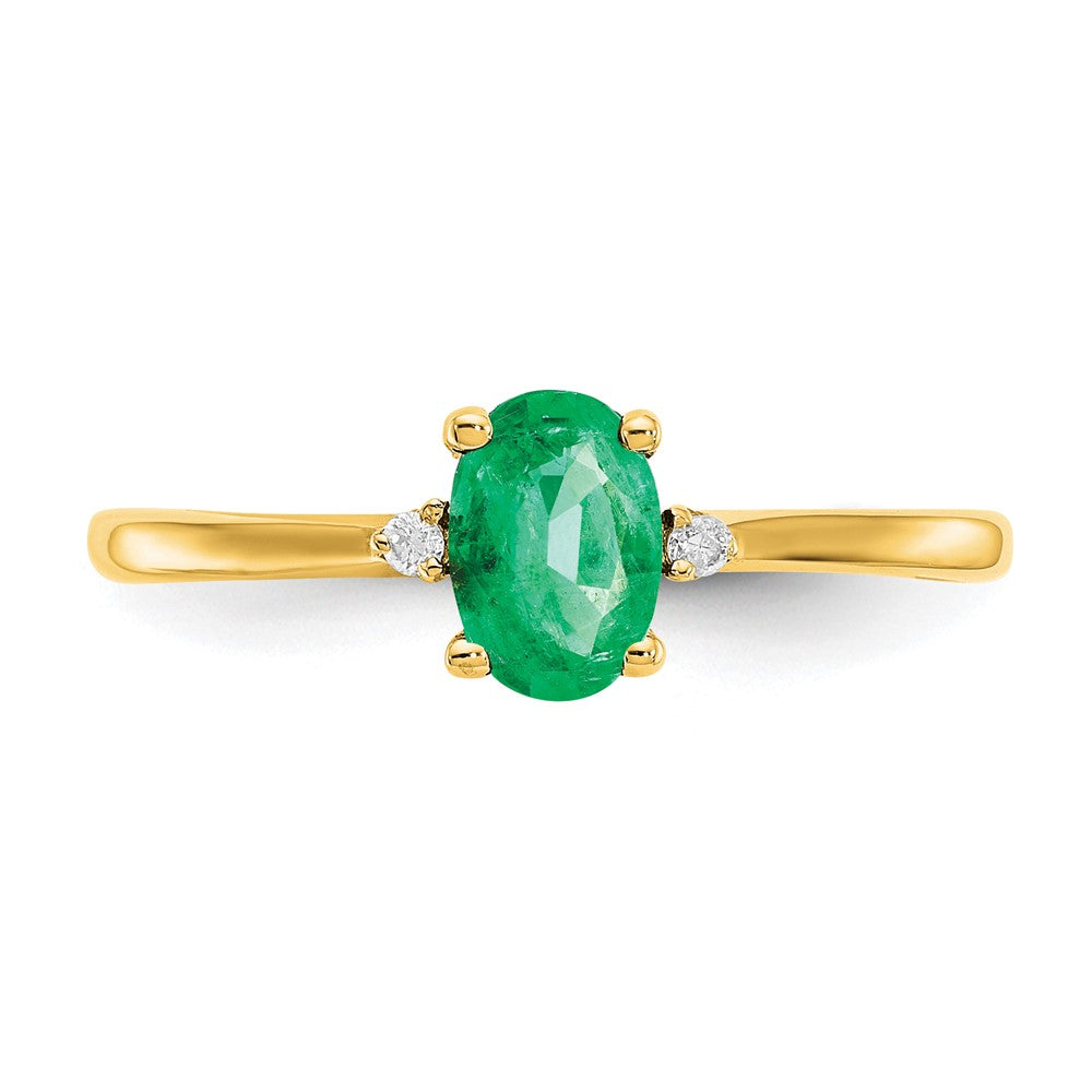 14k Diamond & Emerald Birthstone Ring