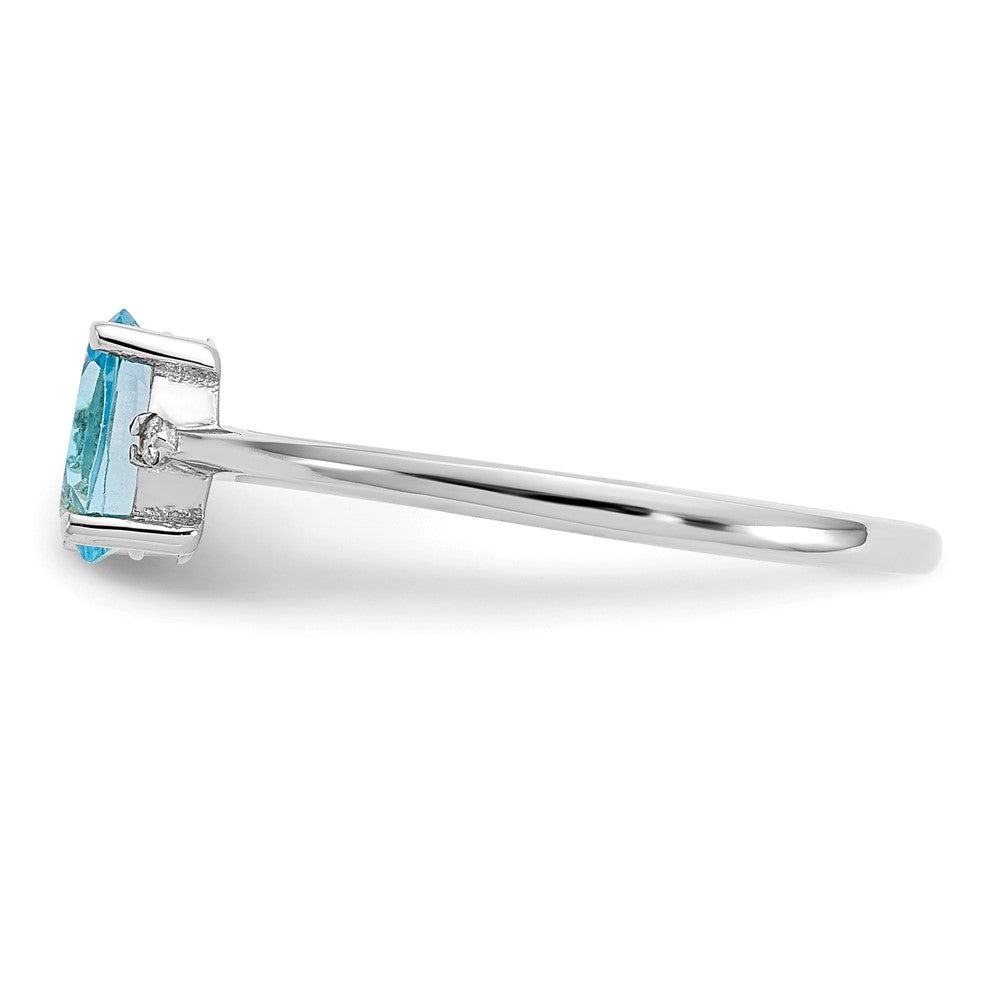 14k White Gold Diamond & Blue Topaz Birthstone Ring