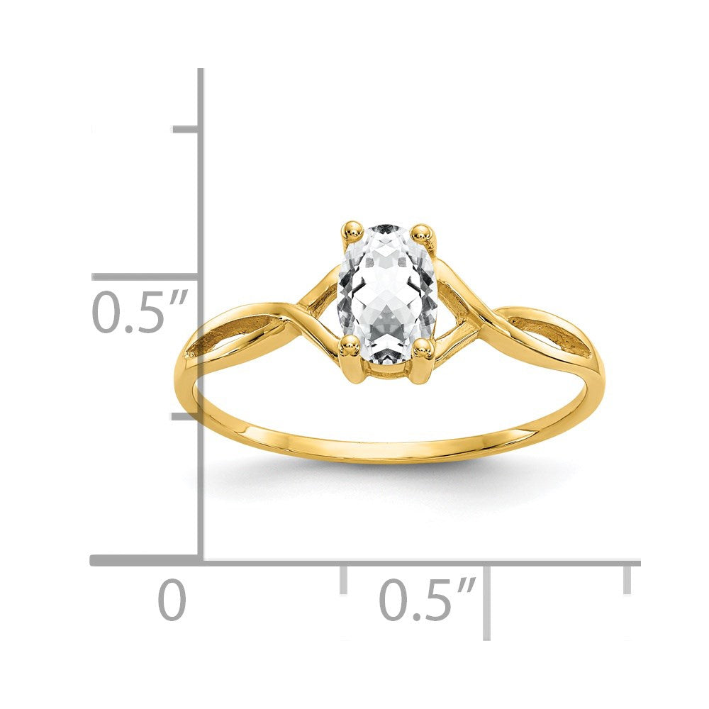 14k White Topaz Birthstone Ring