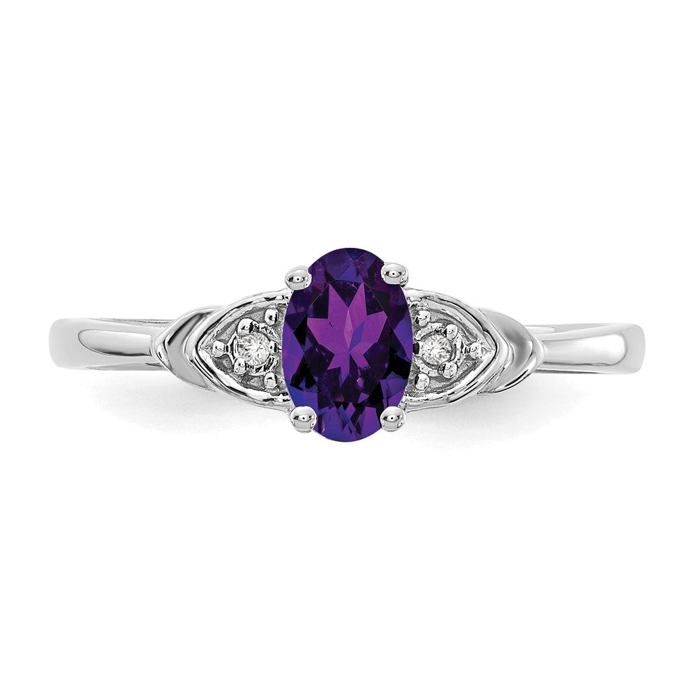 14k White Gold Amethyst and Diamond Ring