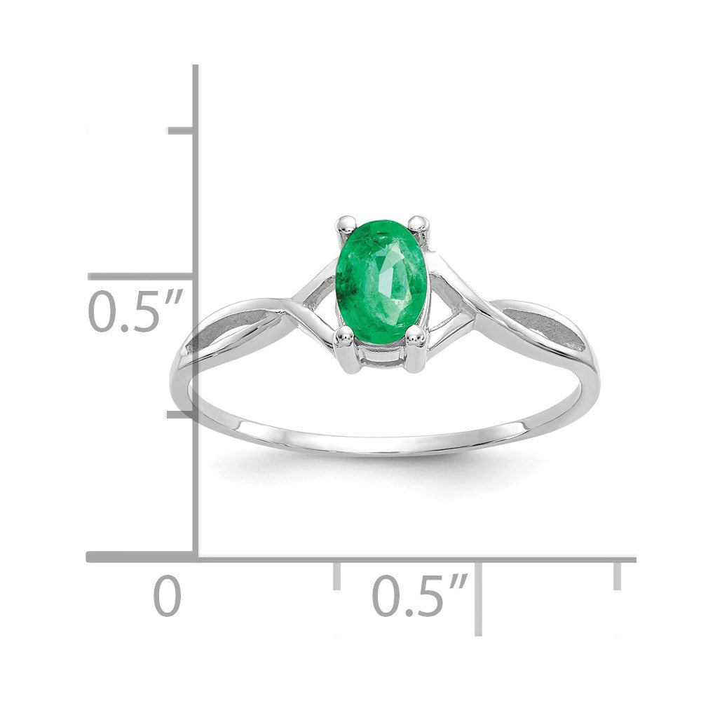 14k White Gold Emerald Birthstone Ring