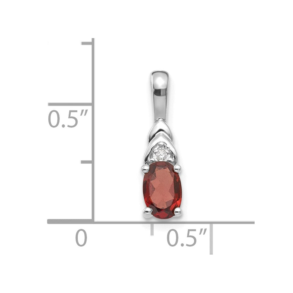 14k White Gold Garnet and Diamond Pendant