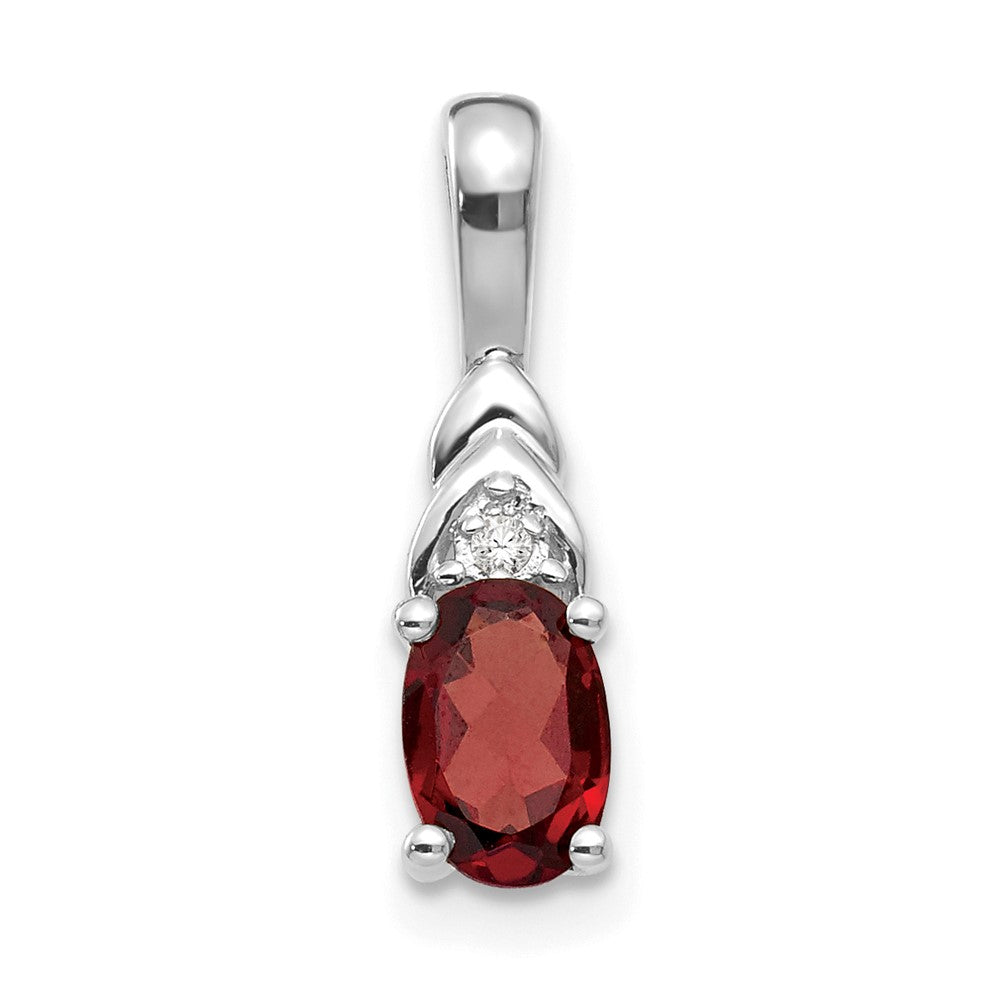 14k White Gold Garnet and Diamond Pendant