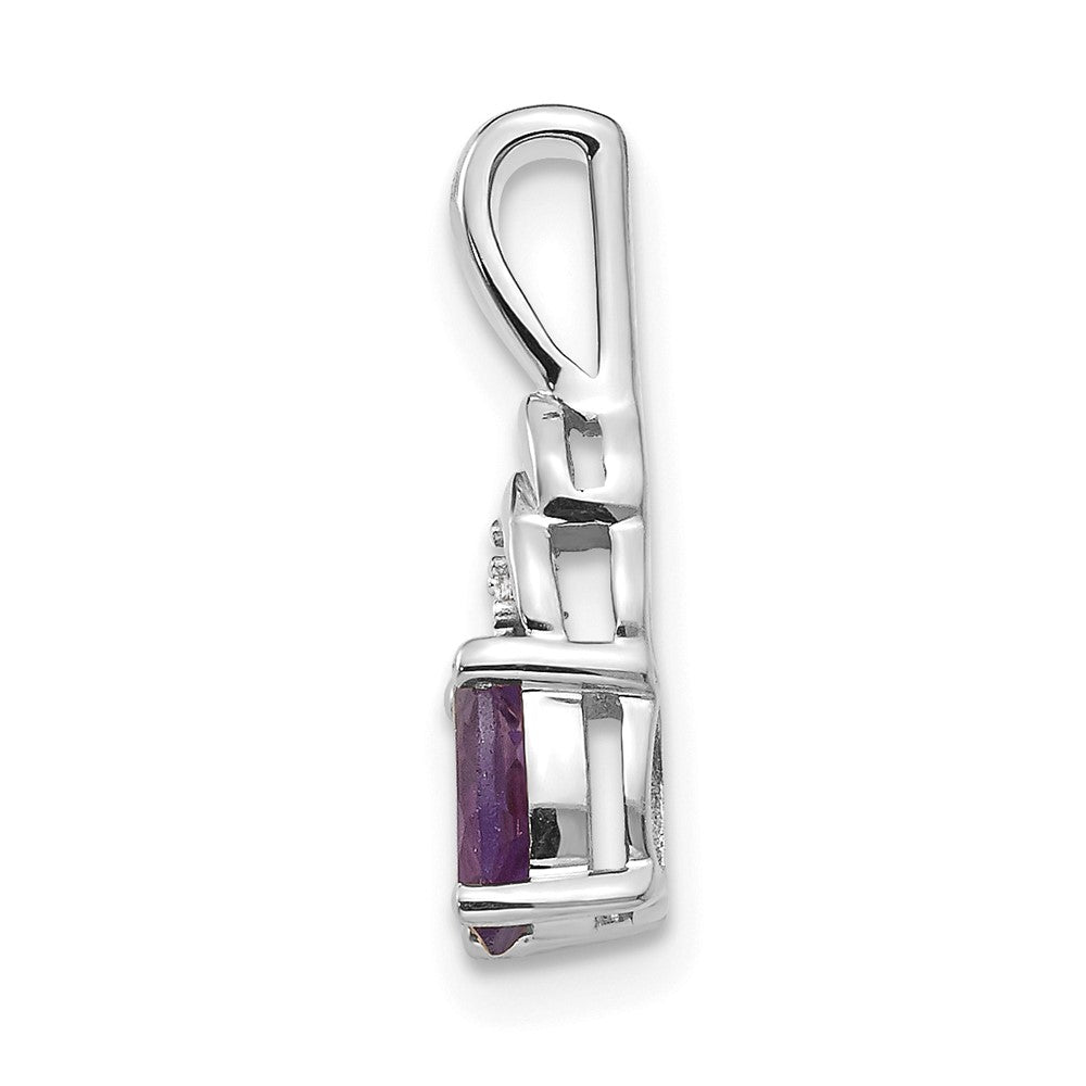 14k White Gold Amethyst and Diamond Pendant