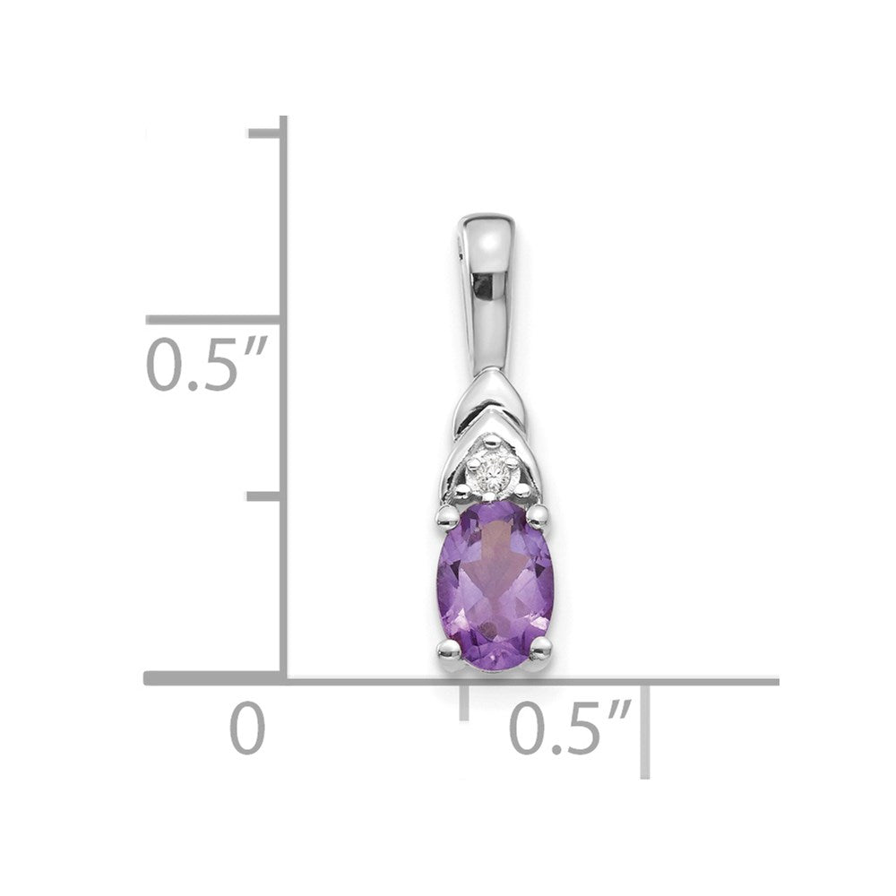 14k White Gold Amethyst and Diamond Pendant
