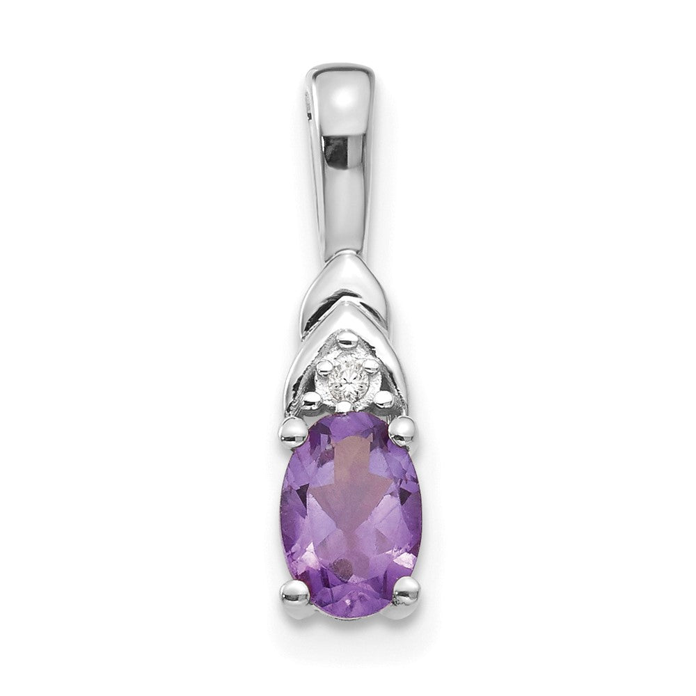 14k White Gold Amethyst and Diamond Pendant