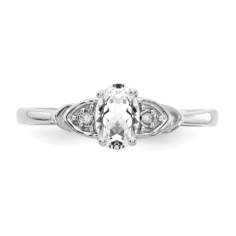 14k White Gold White Topaz and Diamond Ring