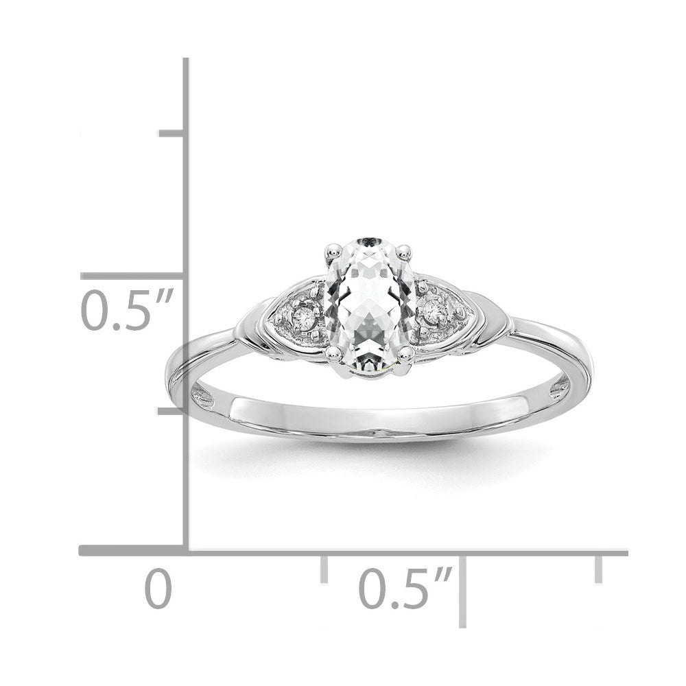 14k White Gold White Topaz and Diamond Ring