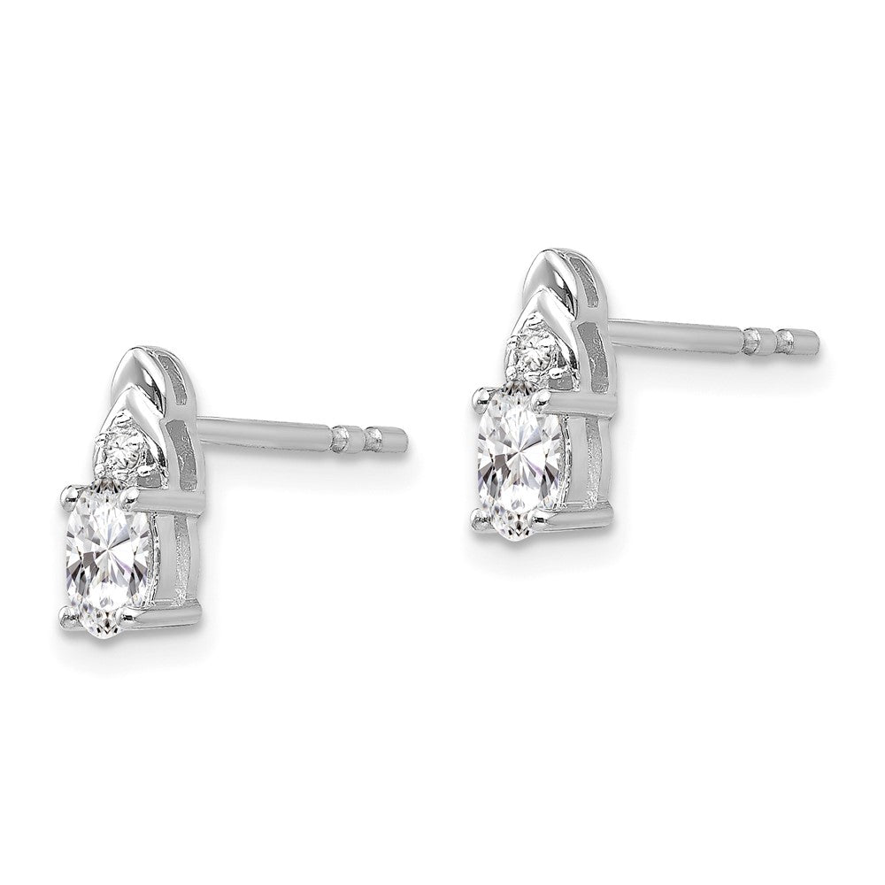 14k White Gold White Topaz and Diamond Post Earrings