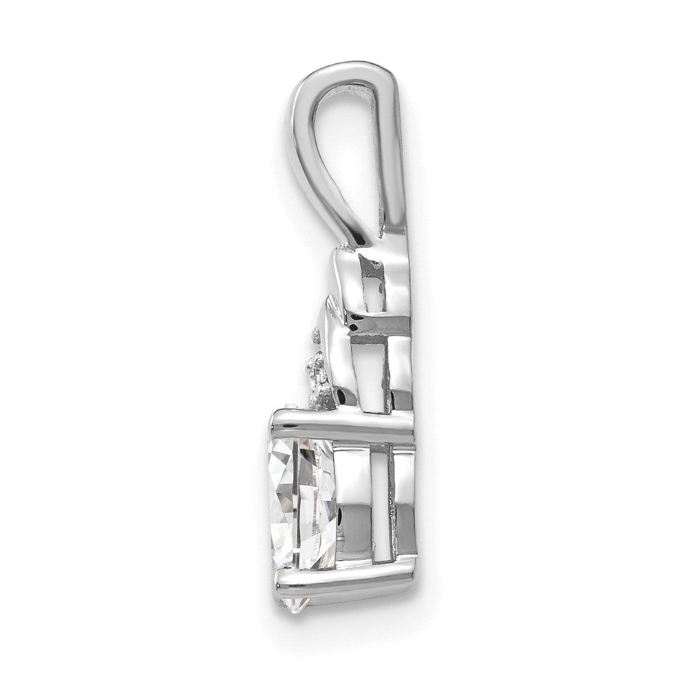 14k White Gold White Topaz and Diamond Pendant