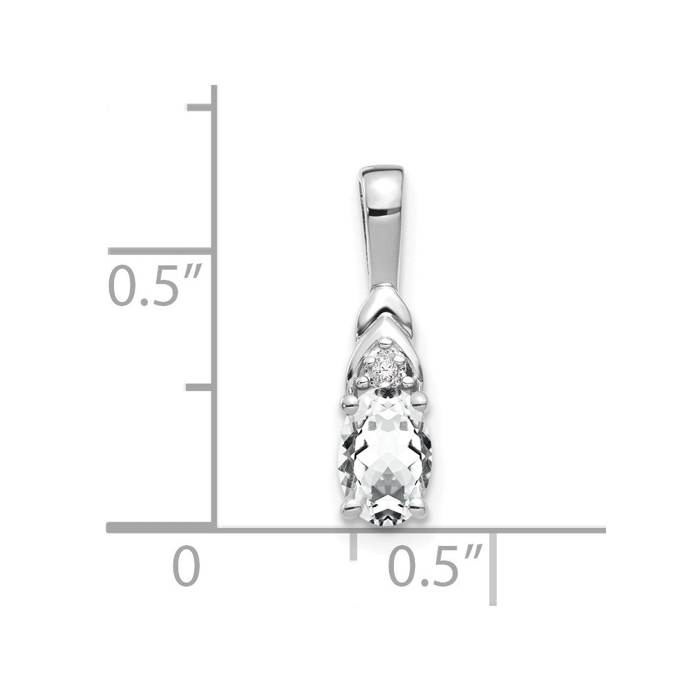 14k White Gold White Topaz and Diamond Pendant