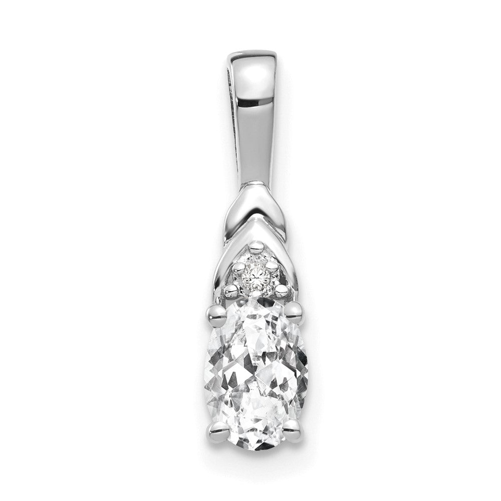 14k White Gold White Topaz and Diamond Pendant