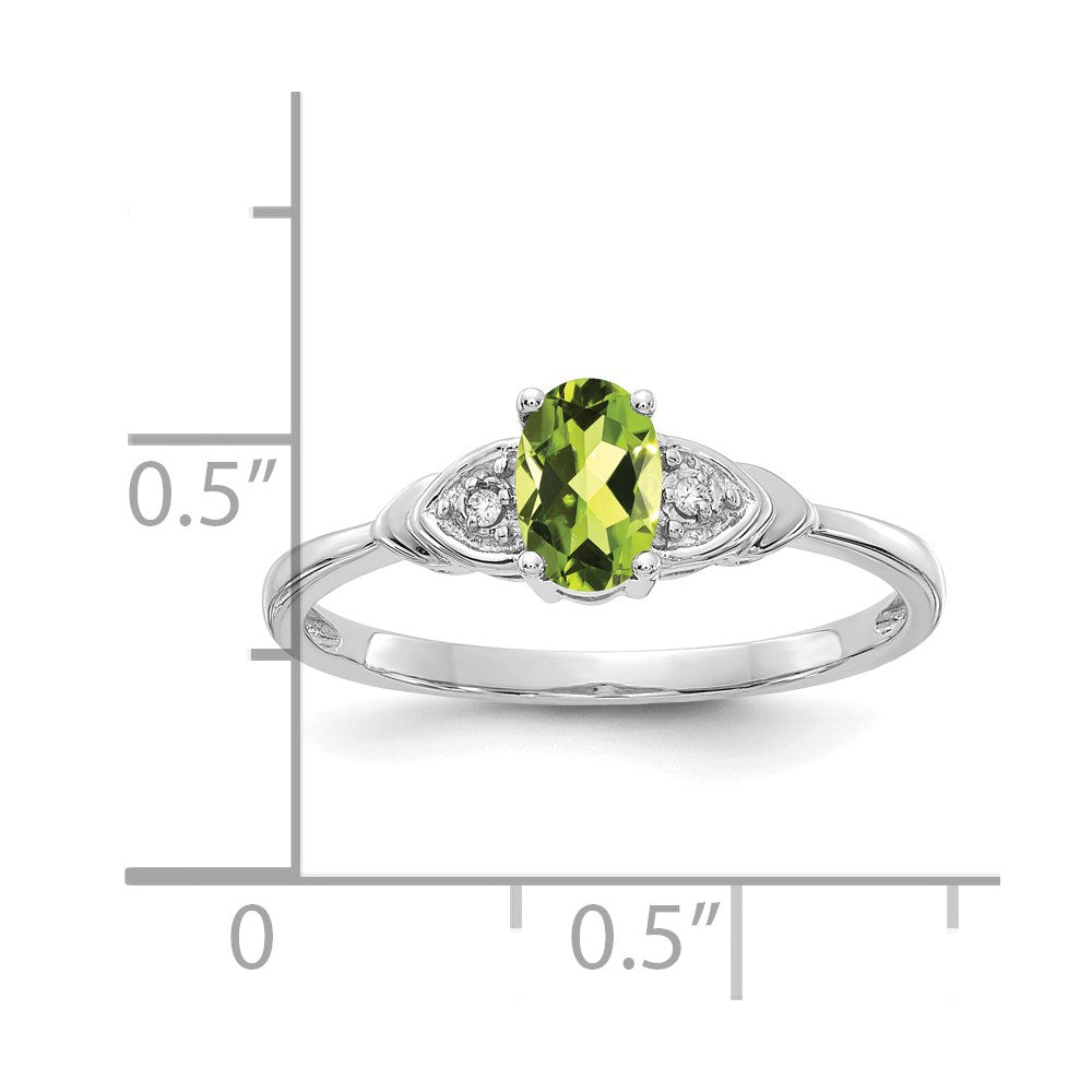14k White Gold Peridot and Diamond Ring
