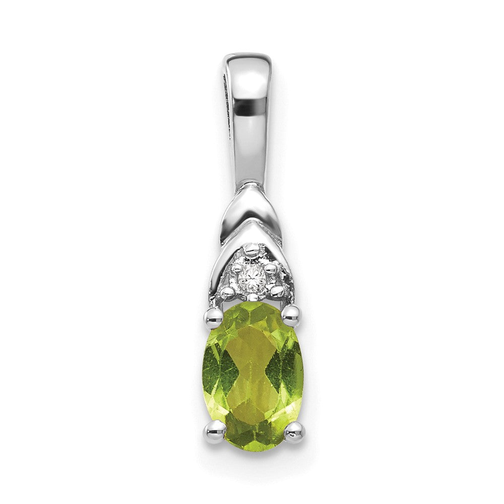 14k White Gold Peridot and Diamond Pendant